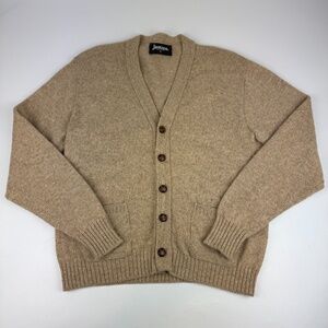 Vintage Jantzen Mens Size M Grandpa Cardigan Sweater Beige Button Up